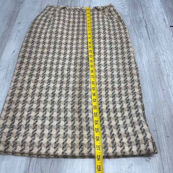 Vintage Century Of Boston Wool Blend Houndstooth Fitted Pencil Straight Skirt - Picture 10 of 11